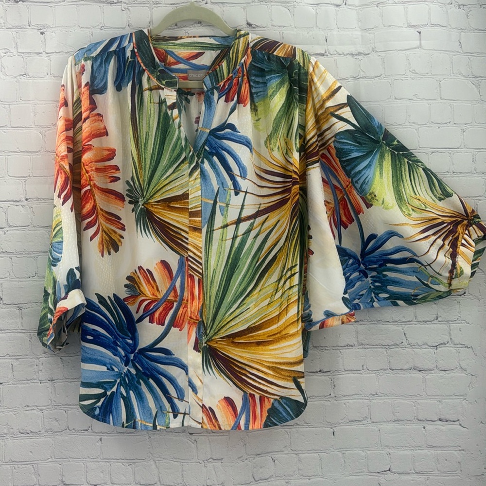 Chicos Women’s size 12/14 Tropical Monstera print